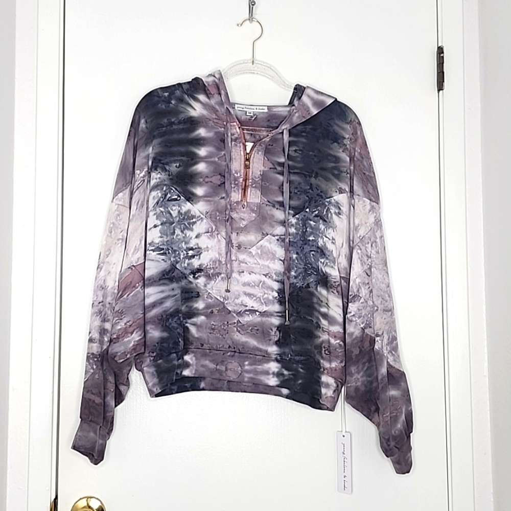 Young fabulous and broke tie dye hoodie with zipper Monroe New with tags - Picture 3 of 9